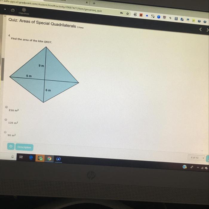 Find the area of the kite qrst